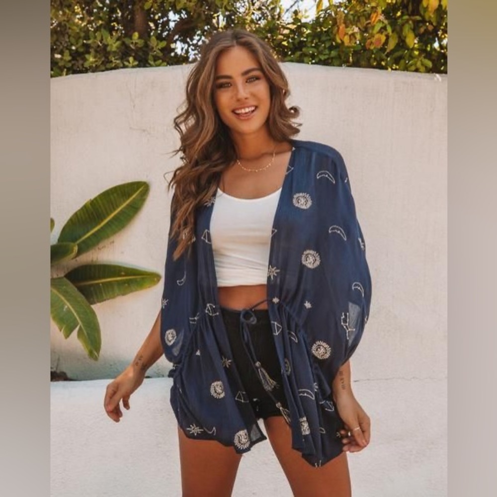 Vici • Written In The Stars Celestial Navy Blue Kimono Top